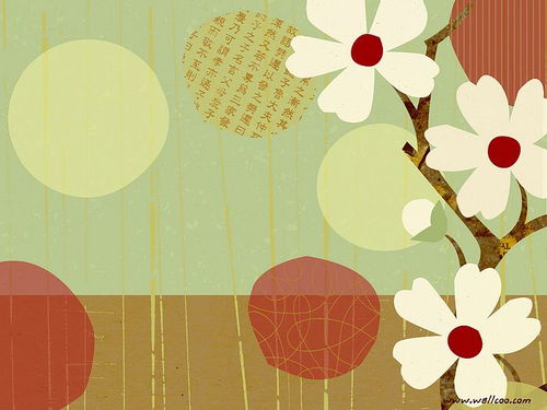 花卉图案设计 日本樱花插画壁纸5